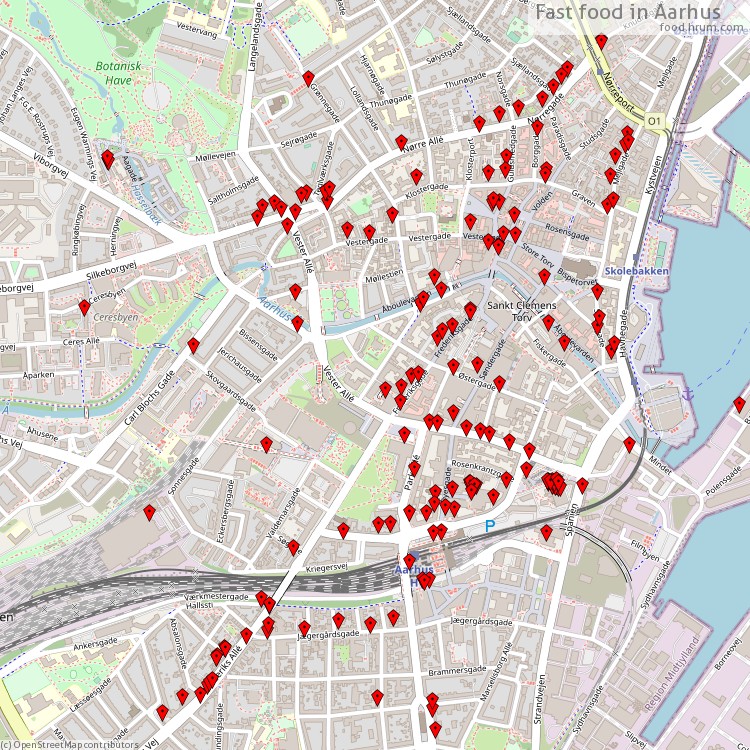 Fastfood Aarhus - map of restaurants