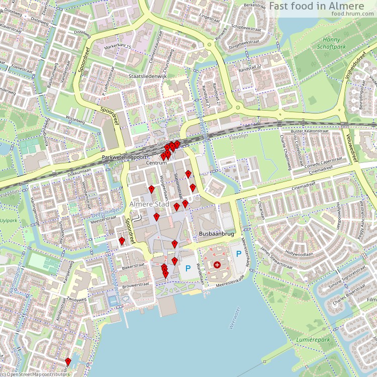 Fast food Almere - map of restaurants