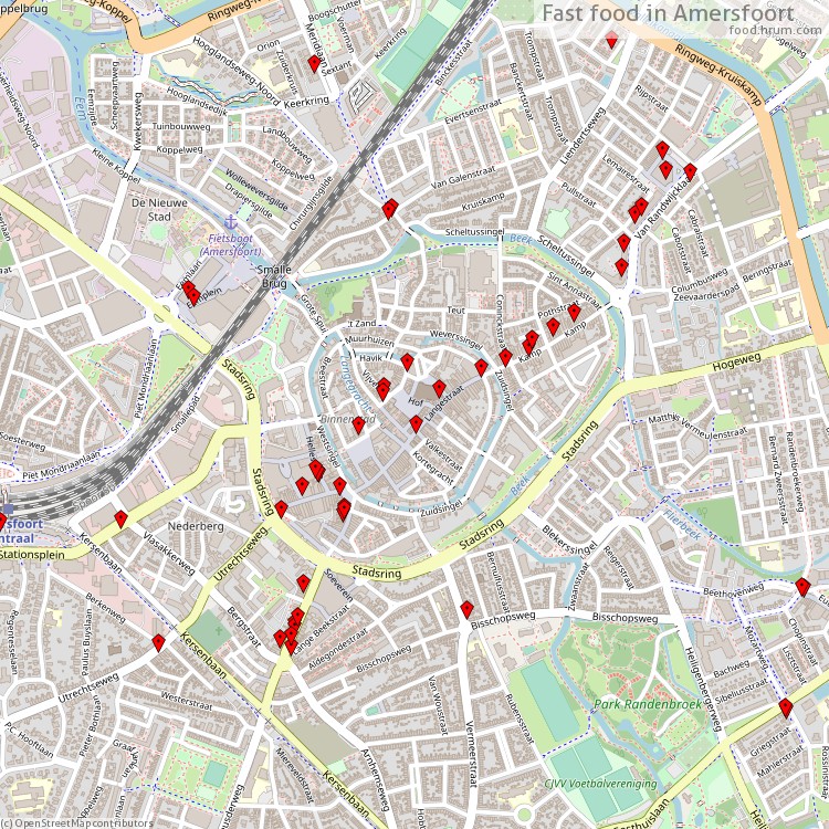 Fast food Amersfoort - map of restaurants