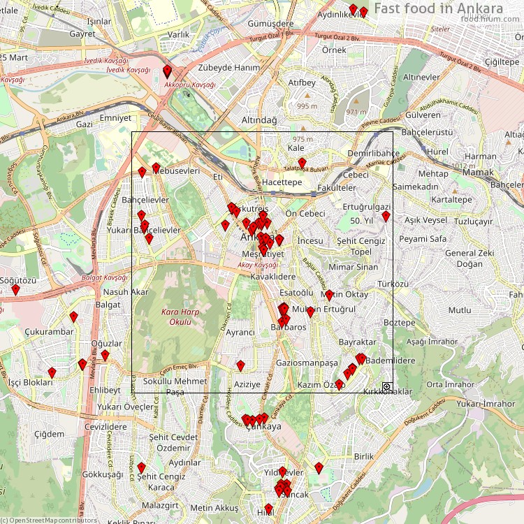 Fast food Ankara - map of restaurants