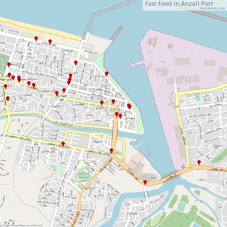 Fast food Anzali Port - map of restaurants