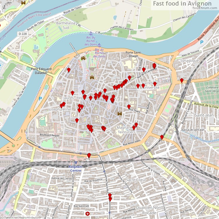 Fast food Avignon - map of restaurants