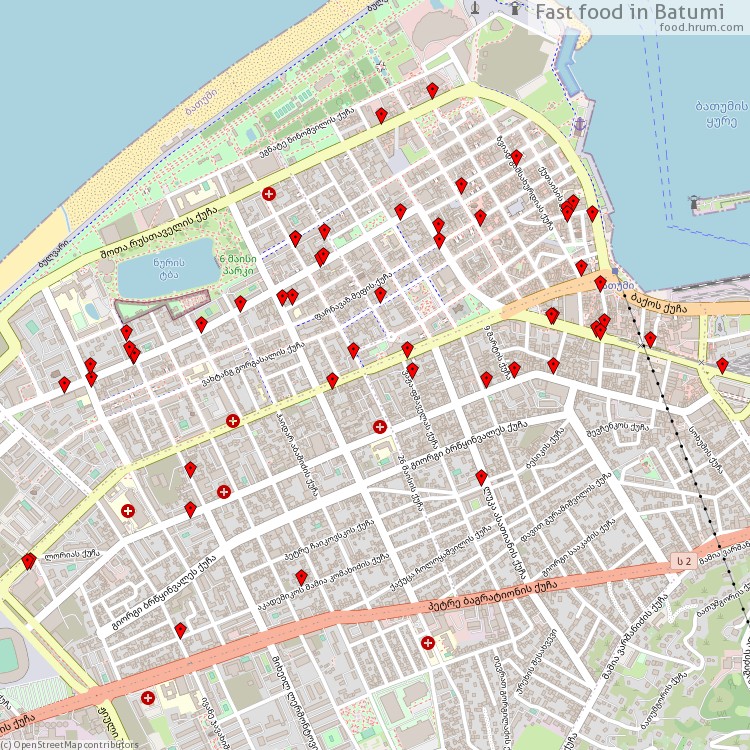 Fast food Batumi - map of restaurants