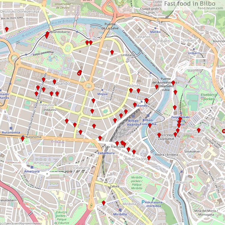 Janari azkarra Bilbao - map of restaurants