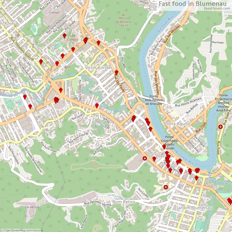 Fast food Blumenau - map of restaurants