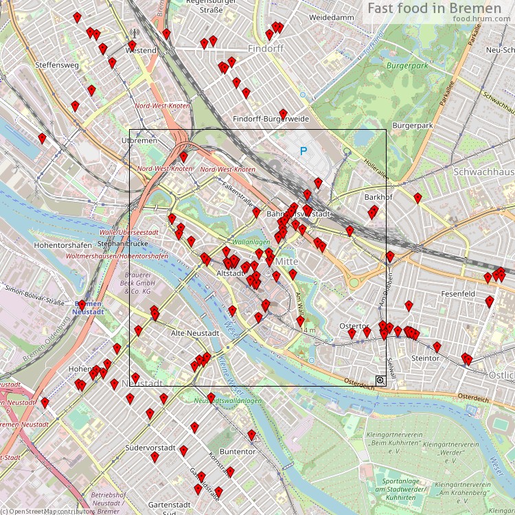Fast food Bremen - map of restaurants