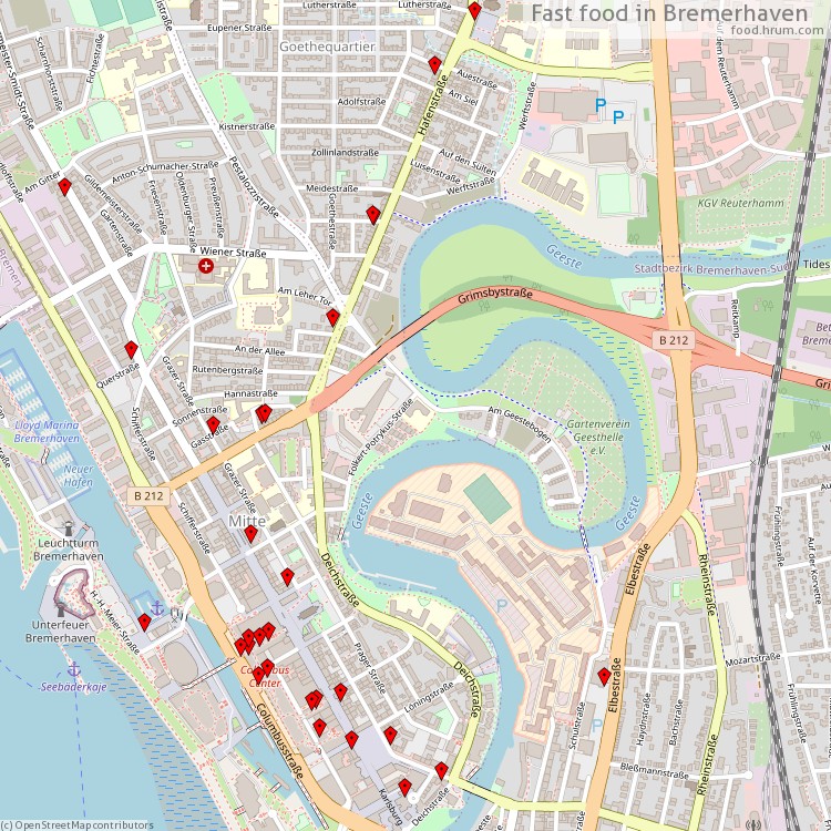 Fast food Bremerhaven - map of restaurants