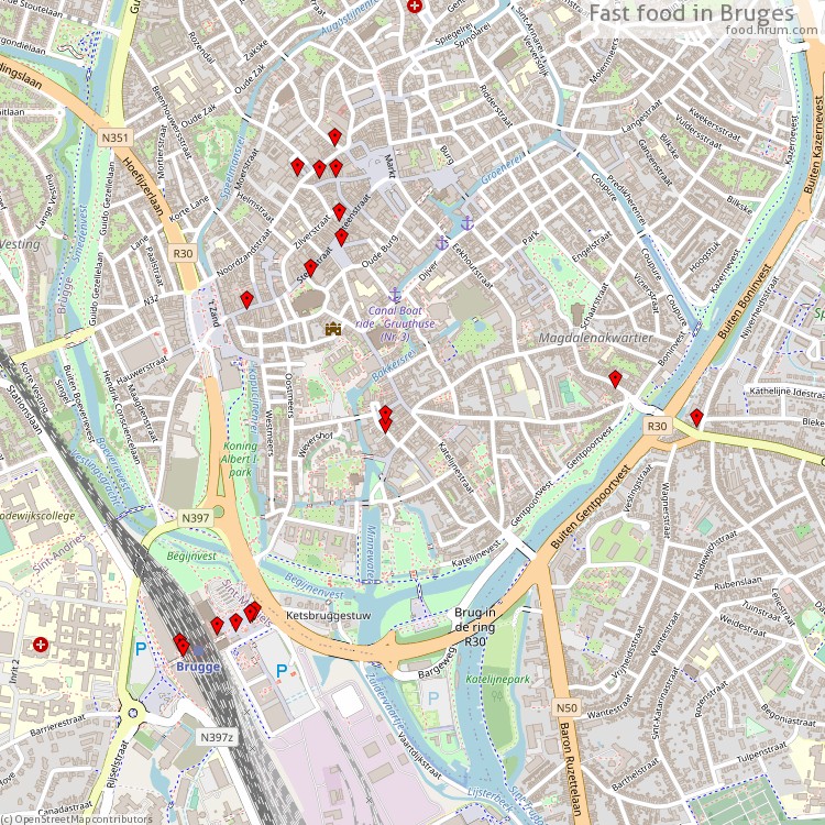 Fast food Brugge - map of restaurants