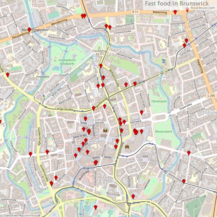 Fast Food Braunschweig - map of restaurants