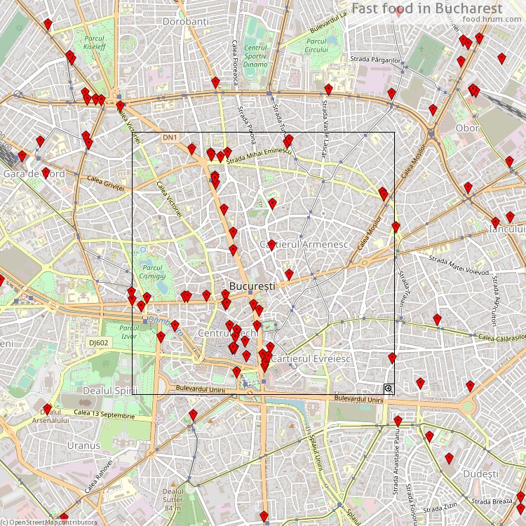 Fast food Bucharest - map of restaurants