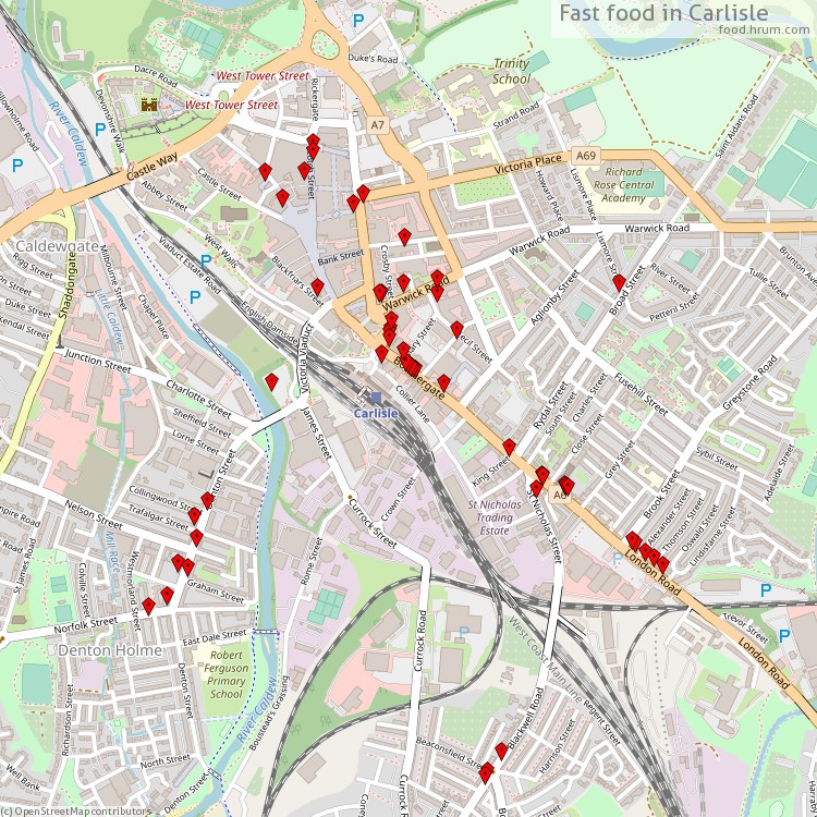 Fast food Carlisle - map of restaurants