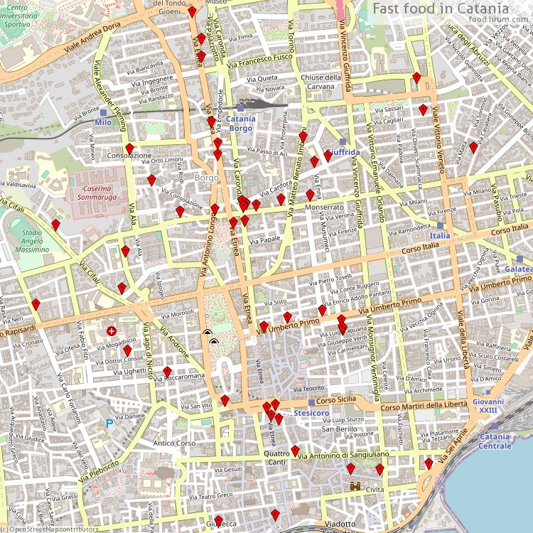Fast food Catania - map of restaurants
