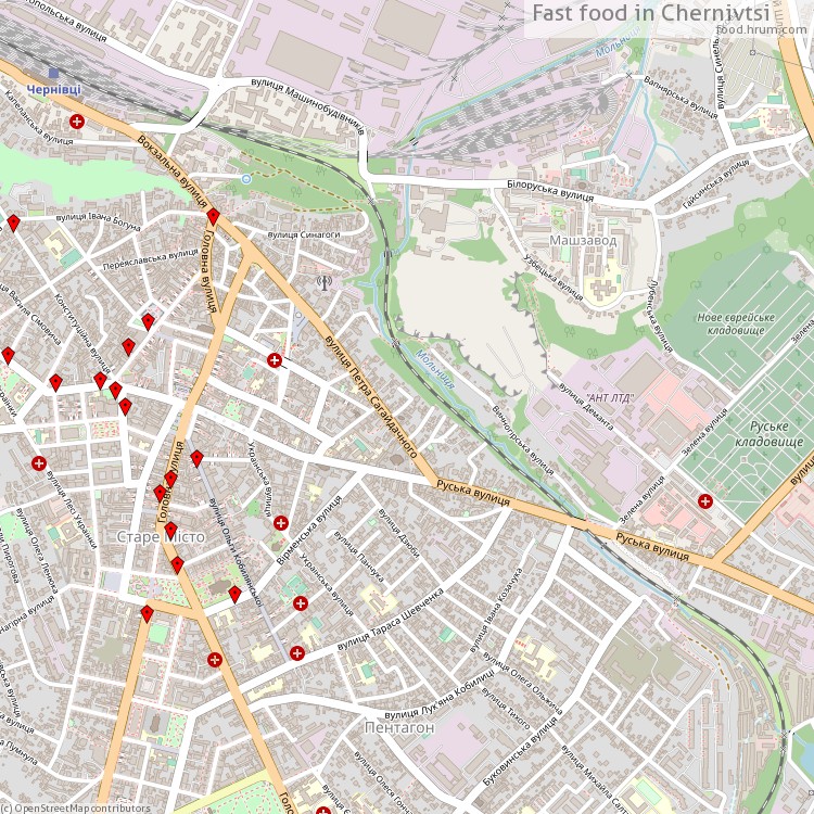 Fast food Chernivtsi - map of restaurants