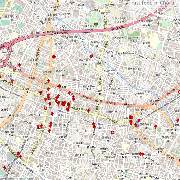 Fast food Chofu - map of restaurants