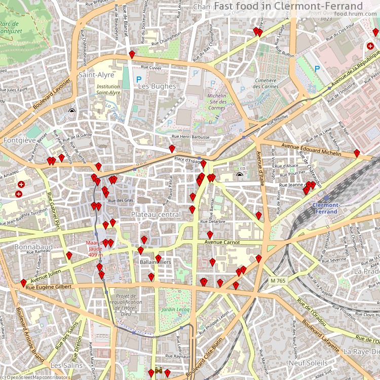 Fast food Clermont-Ferrand - map of restaurants