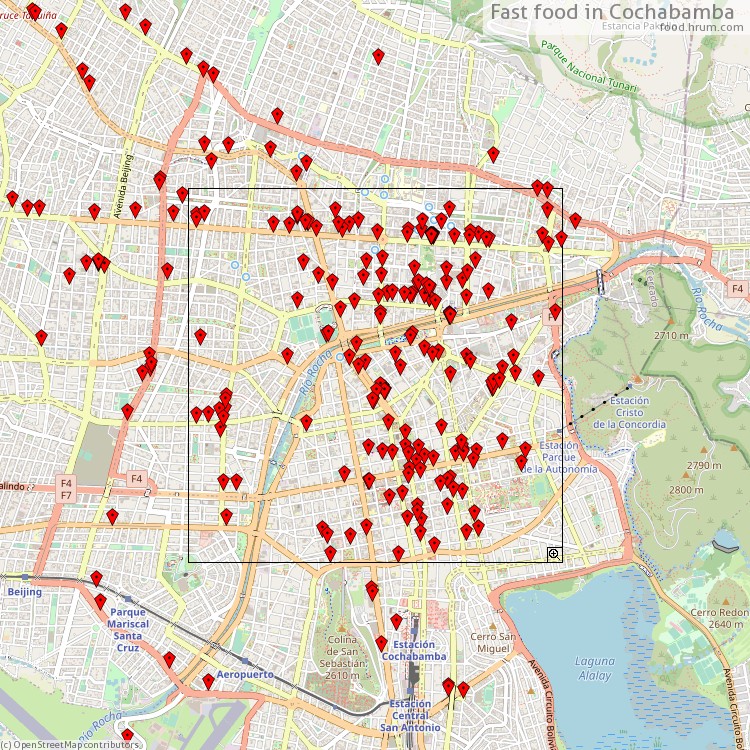 Fast food Cochabamba - map of restaurants