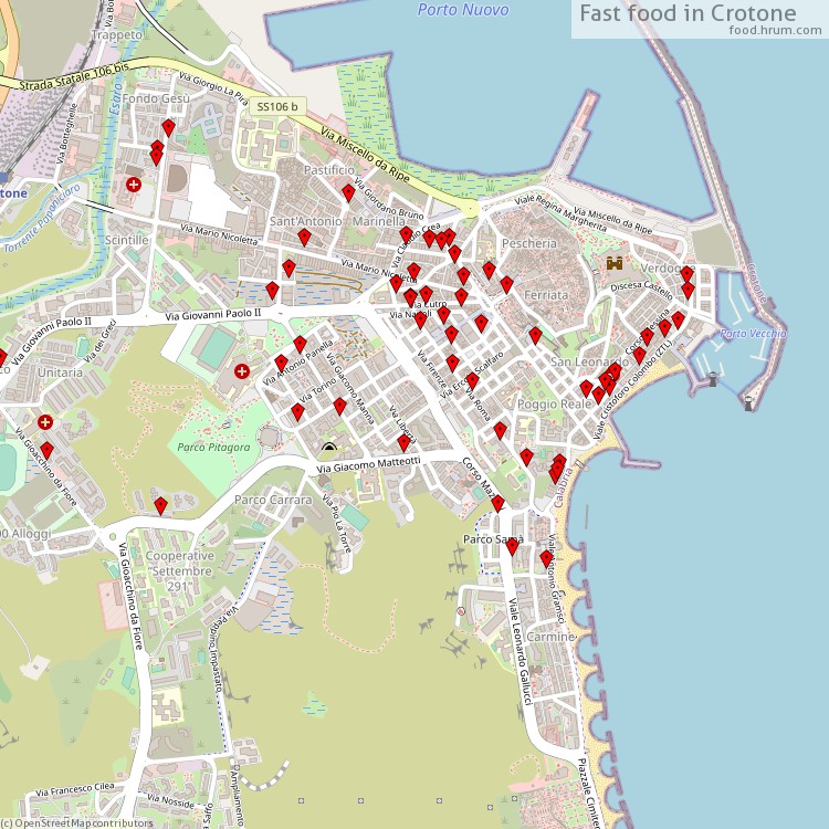 Fast food Crotone - map of restaurants