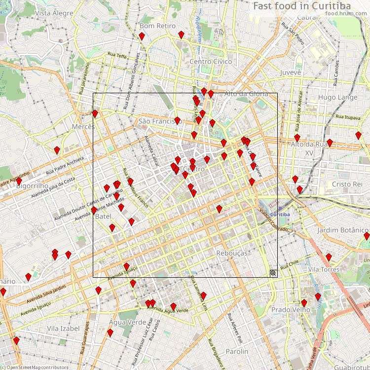 Fast food Curitiba - map of restaurants
