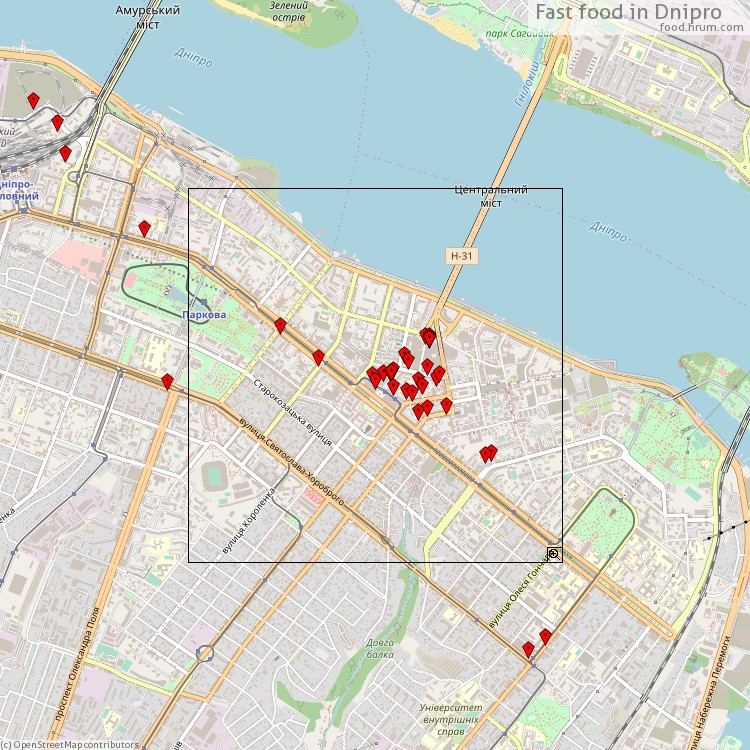 Fast food Dnipro - map of restaurants