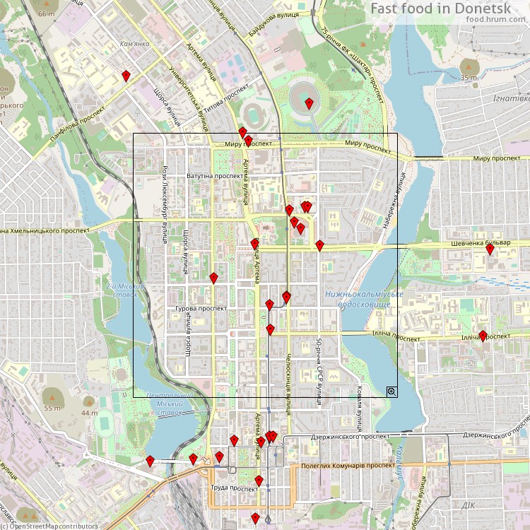 Fast food Donetsk - map of restaurants