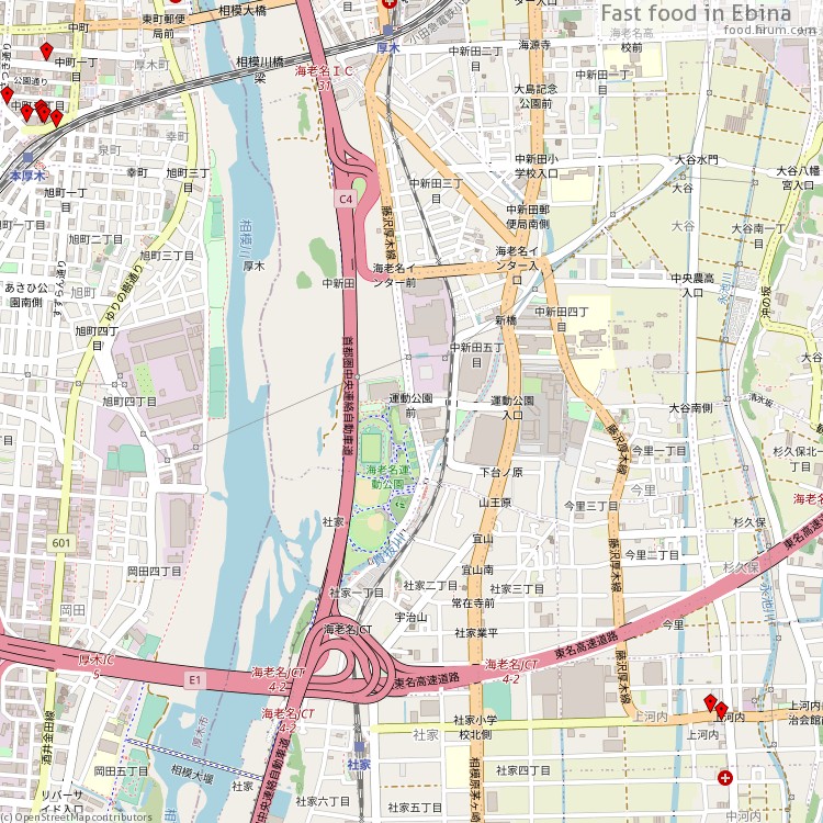 Fast food 海老名市 - map of restaurants