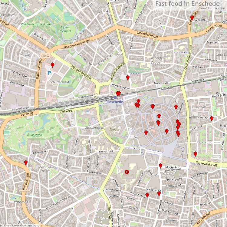 Fast food Enschede - map of restaurants
