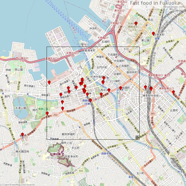 Fast food Fukuoka - map of restaurants