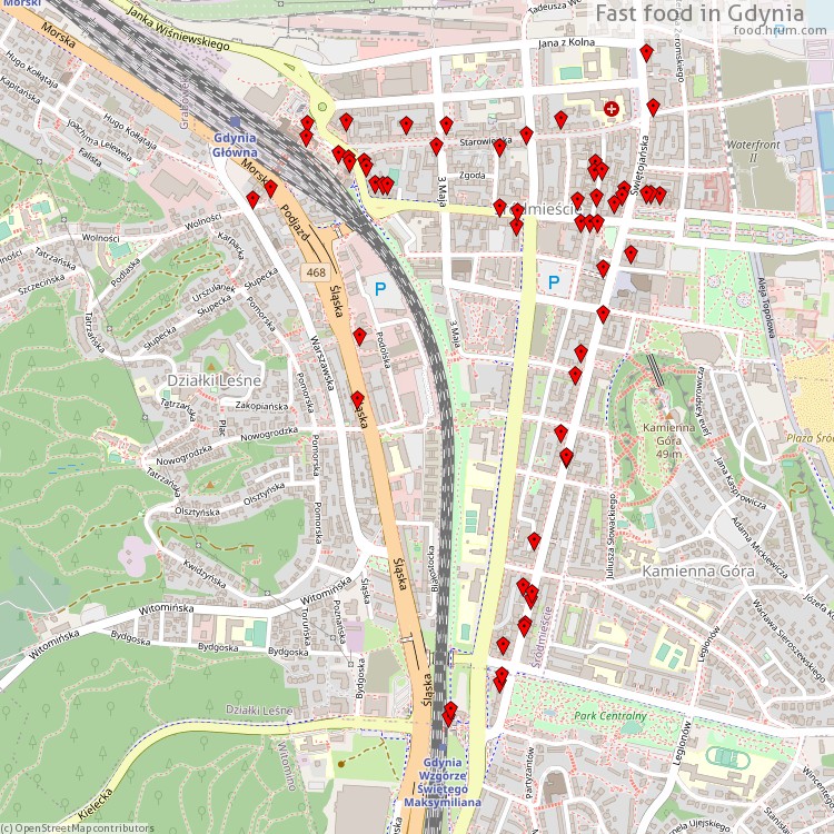 Fast food Gdynia - map of restaurants