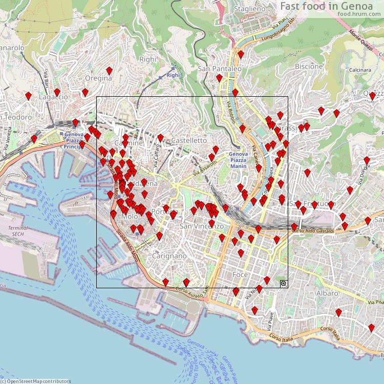 Fast food Genova - map of restaurants