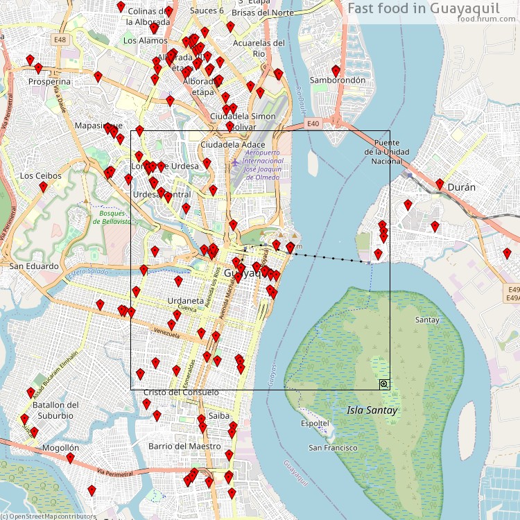 Fast food Guayaquil - map of restaurants