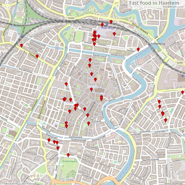 Fast food Haarlem - map of restaurants