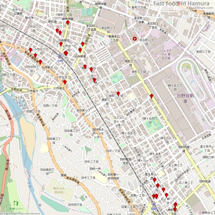 Fast food 羽村市 - map of restaurants
