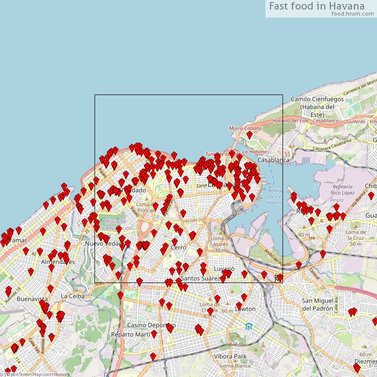 Fast food Havana - map of restaurants