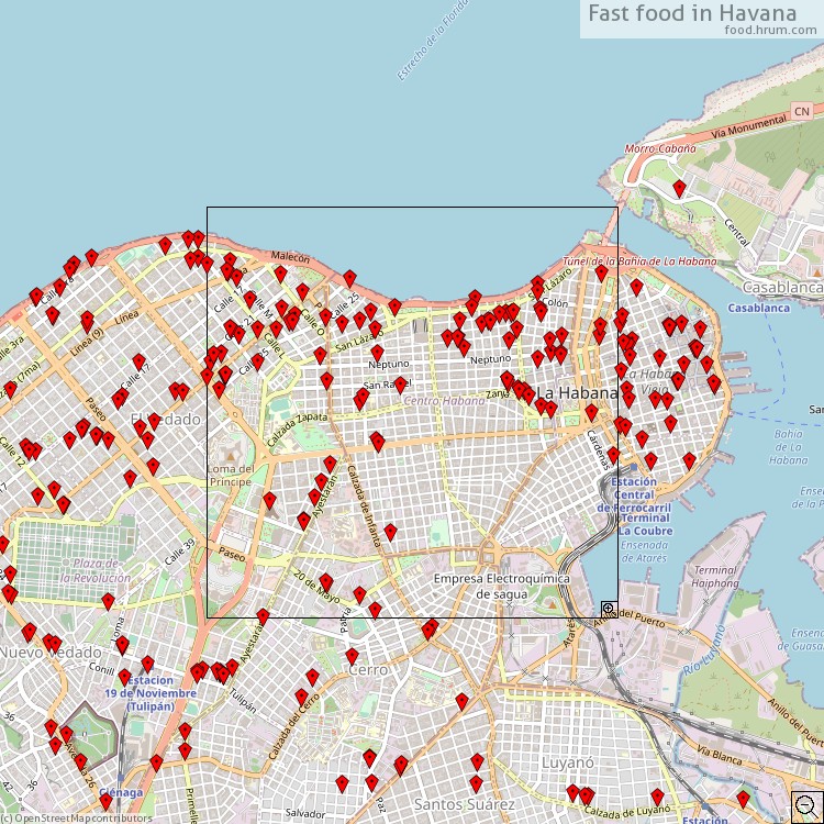 Comidas rápidas La Habana - map of restaurants