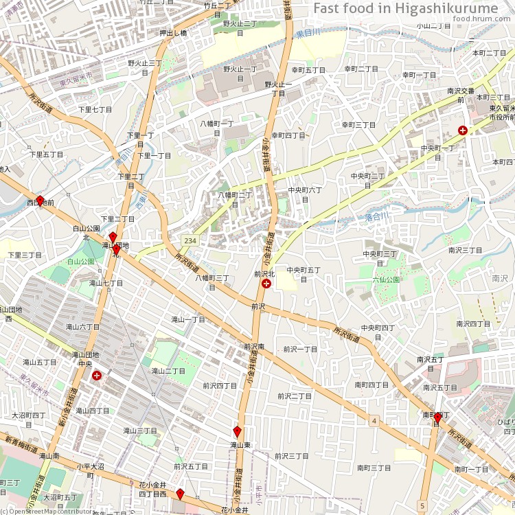 Fast food 東久留米市 - map of restaurants