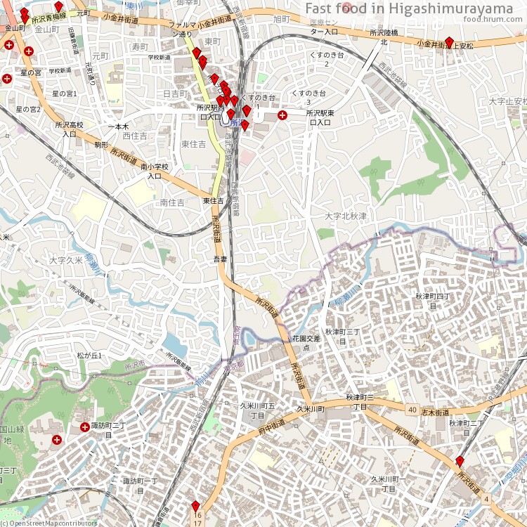 Fast food 東村山市 - map of restaurants