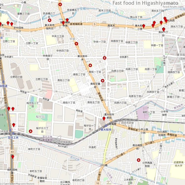 Fast food 東大和市 - map of restaurants