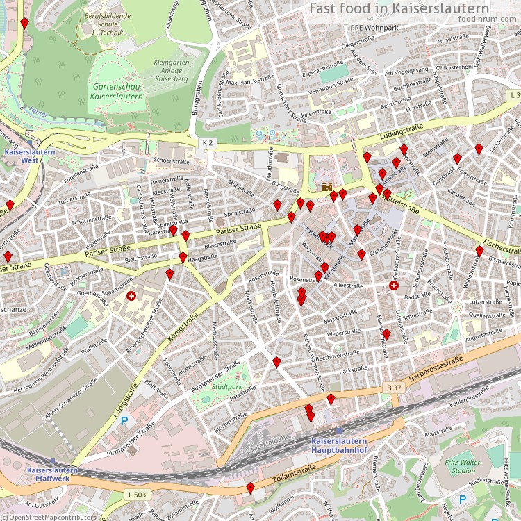 Fast Food Kaiserslautern - map of restaurants