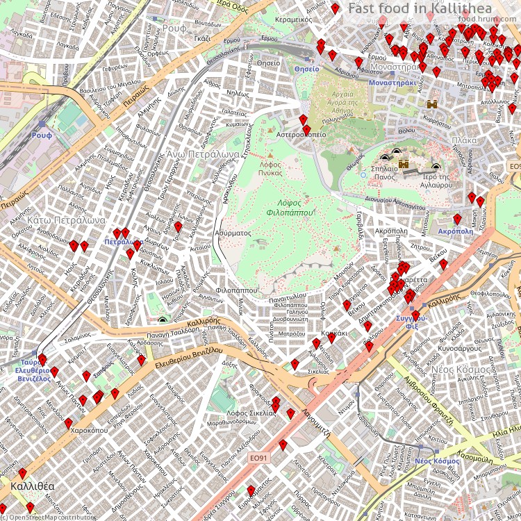 Fast food Kallithea - map of restaurants