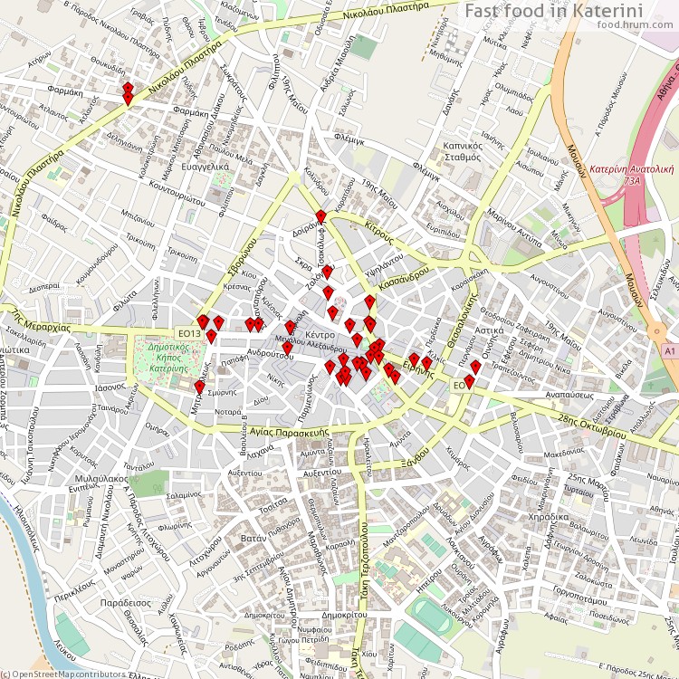 Fast food Katerini - map of restaurants