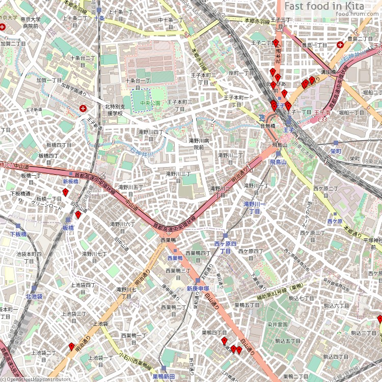 Fast food Kita - map of restaurants