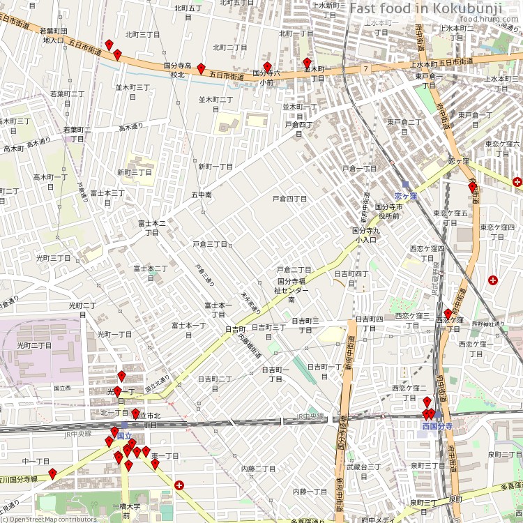 Fast food 国分寺市 - map of restaurants