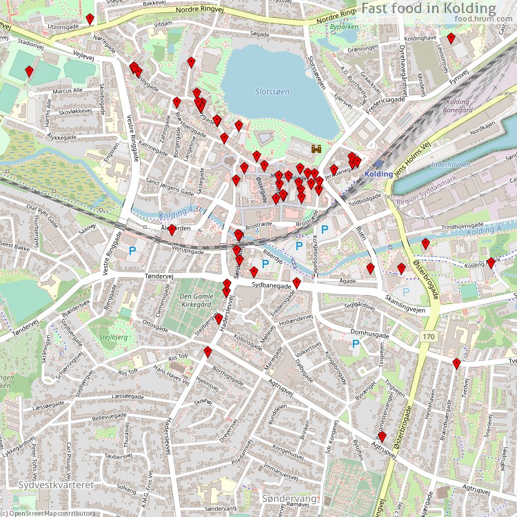 Fastfood Kolding - map of restaurants