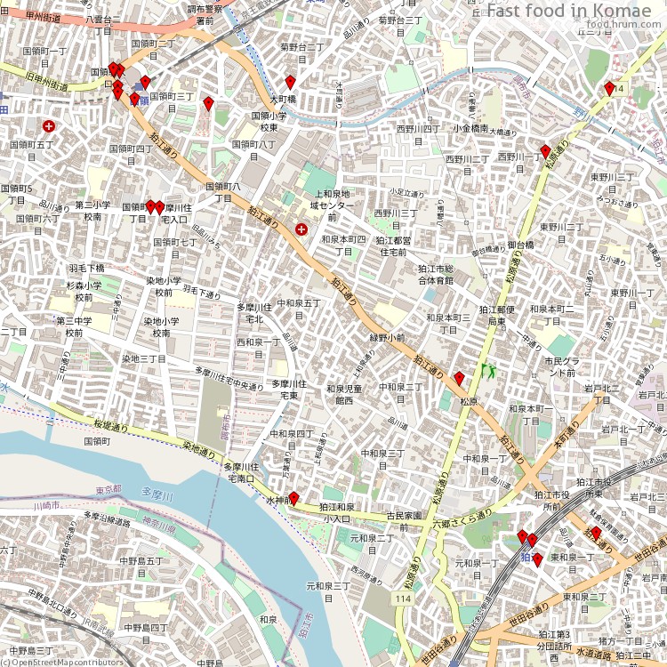 Fast food Komae - map of restaurants