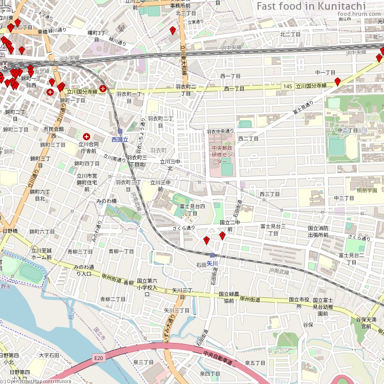 Fast food 国立市 - map of restaurants