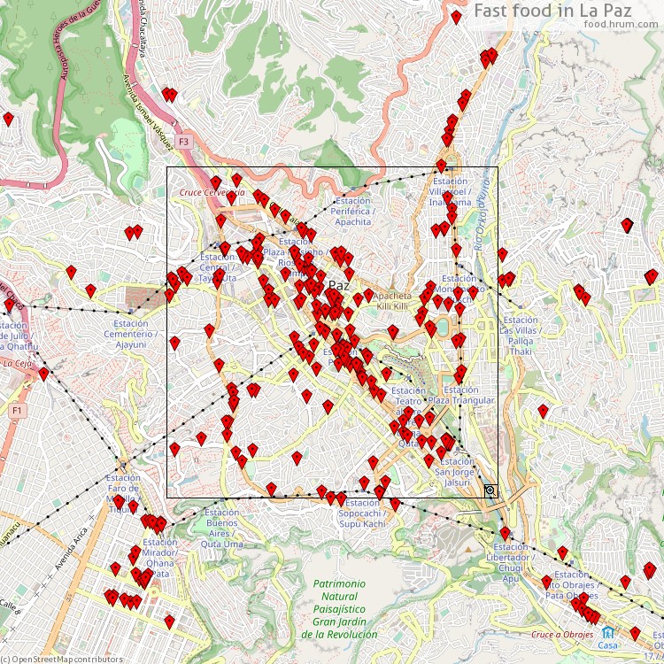 Fast food La Paz - map of restaurants