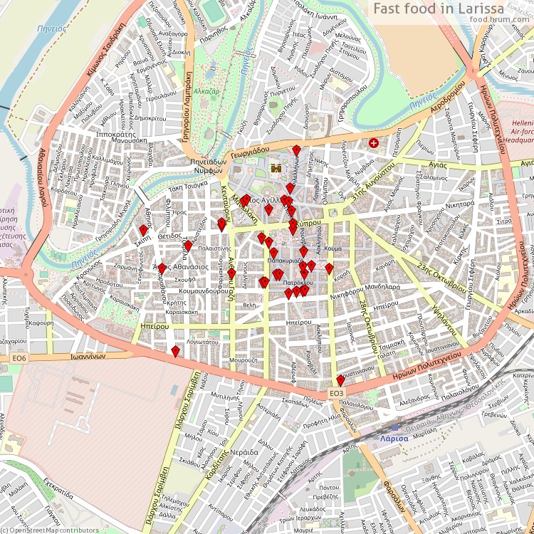 Fast food Larissa - map of restaurants