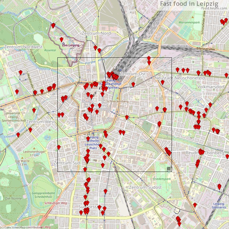 Fast Food Leipzig - map of restaurants