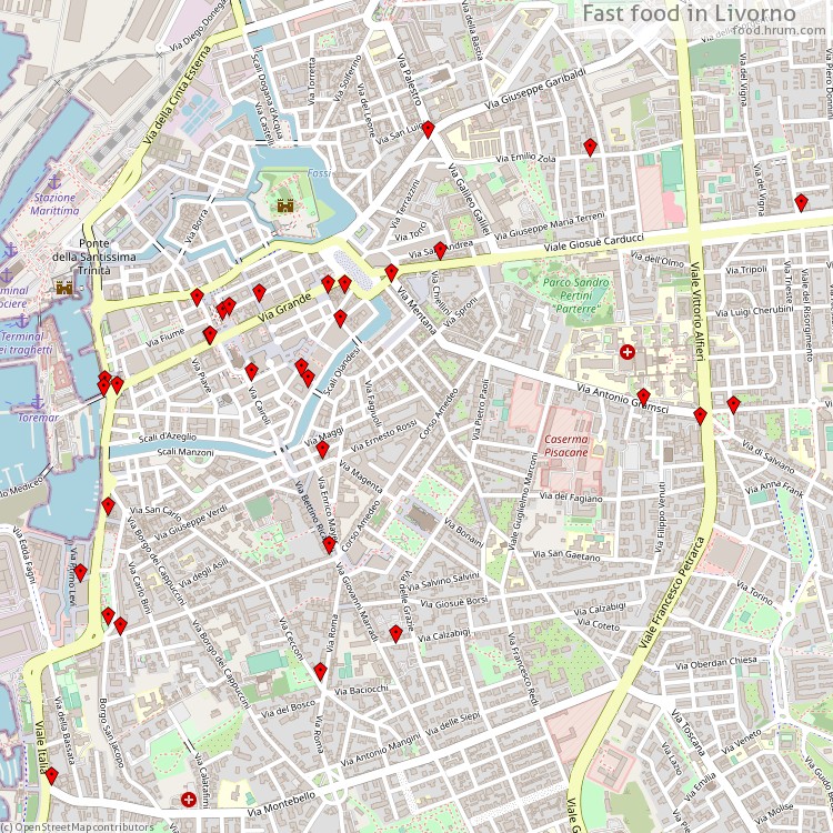 Fast food Livorno - map of restaurants