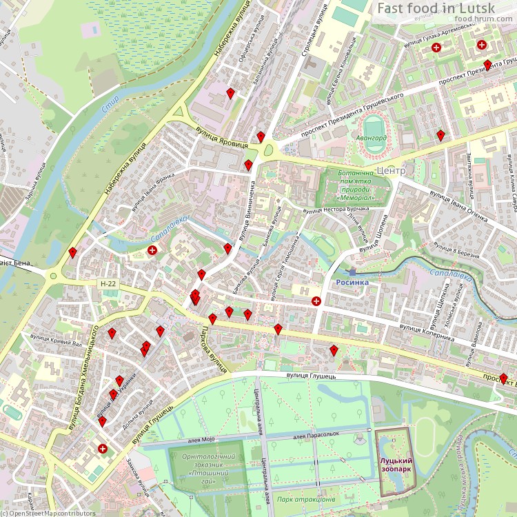 Fast food Lutsk - map of restaurants